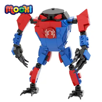 MOOXI Movie Mecha 230 шт. MOC Кирпичи Робот-Паук Warframe Фигурка Модель DIY Строительные Блоки Детские Игрушки Для Детей MOC1313