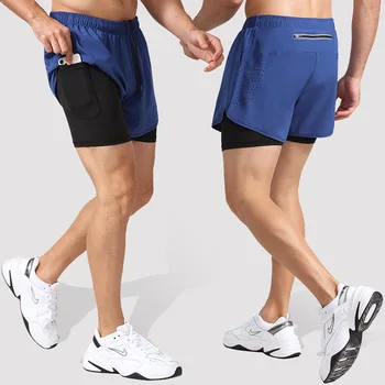 2023 Спортивные шорты, Двухслойные тренировочные короткие штаны, шорты для тренировок в тренажерном зале, мужские дышащие спортивные штаны 2 В 1, Леггинсы для бега