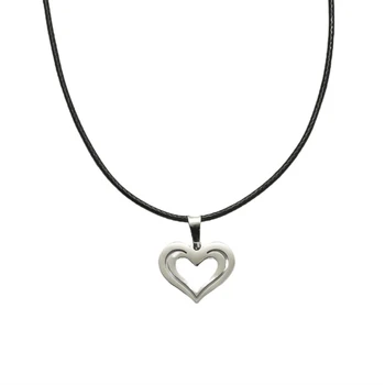 Простое ожерелье с подвеской в виде сердца, Регулируемый Кожаный воротник, Колье, Цепочка для ключиц
