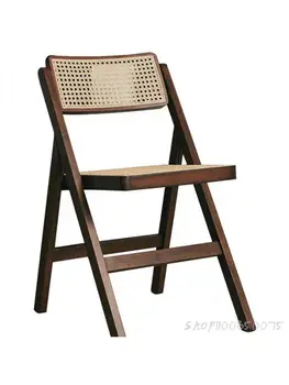 Ретро Складной стул из массива дерева, Средневековый Обеденный стул из ротанга, кабинет, Кофейня, Деревянный стул из ротанга, Японский Табурет