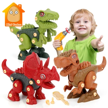 Детская игрушка-дрель DIY 3D Динозавр Игрушка-головоломка Пластиковые Сборные блоки Игра Электрический винт Гайка Набор животных Развивающие игрушки для ребенка