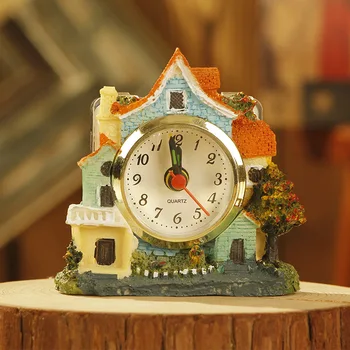 Практичный европейский мини-будильник Sytle в винтажном замке из смолы, маленькие прикроватные часы в общежитии, декор прикроватной тумбочки, подарки на день рождения