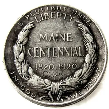 Монета-копия в полдоллара штата Мэн 1920 года, покрытая серебром