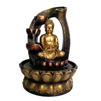 Украшение фонтаном в виде Будды из смолы Настольное украшение для домашнего офиса Подарочное украшение для рабочего стола