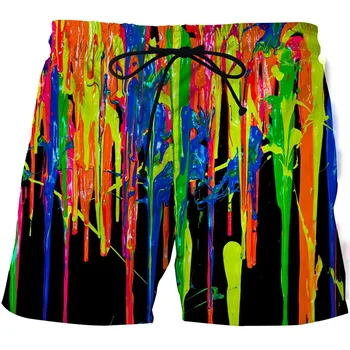 Мужские летние пляжные плавки, пляжные шорты, Быстросохнущие уличные спортивные штаны, короткий купальник с 3D-принтом Art Spot ink