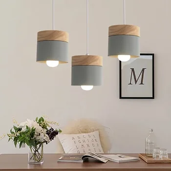 Скандинавская креативная ресторанная лампа Macaron современная железная художественная коридорная лампа с одной головкой, бело-серая прикроватная тумбочка для спальни, маленькая люстра