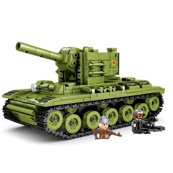 Военный советский танк КВ-2, строительные блоки, фигурка героя Второй мировой войны, набор кирпичей, модель WW2, игрушки для детей, подарок