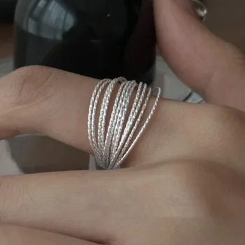 Кольцо в стиле панк с винтажными линиями слоев для женщин, мужские геометрические кольца регулируемого размера, изысканные креативные ювелирные изделия оптом