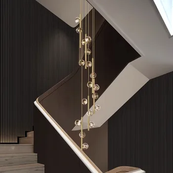 Скандинавское украшение дома, лестничная люстра, подвесные светильники для гостиной и столовой, потолочный светильник, внутреннее освещение