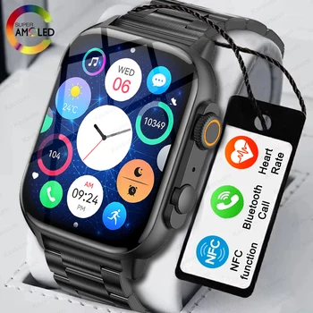 Смарт-часы с NFC для мужчин и женщин, AMOLED-экран, настраиваемая тема, Bluetooth-часы для звонков, женские умные часы для здоровья и спорта для Apple Xiaomi Huawei