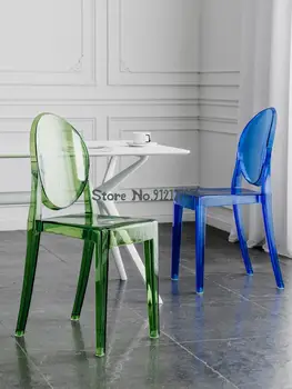 Скандинавский прозрачный стул, сетка, Красный Ресторанный акриловый хрустальный стул, обеденный стул Creative Devil, Бытовой пластиковый стул для макияжа